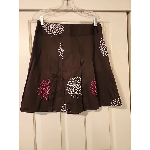 Ann Taylor Brown Floral Skirt Women’s Size 6 Knee Length Career Office Lined - Picture 4 of 6